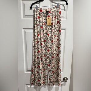 knot sisters Cream Floral Button-Front Dress with Red & Pink Blooms